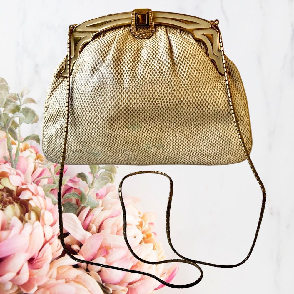 Finesse La Model NY Vintage Snakeskin Clutch Or Shoulder Chain Strap Bag